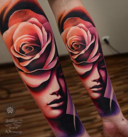 Tattoos - Color Rose Woman Tattoo - 115230